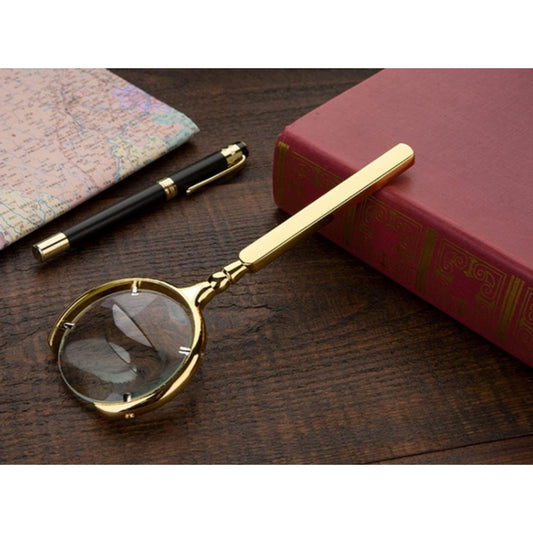 Handlupe 6-fach Vergrößerung goldfarben 22 cm – Leselupe mit Glaslinse und Metallrahmen für Senioren und Hobby – Bild 4