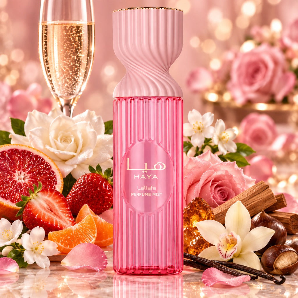 Lattafa Haya Perfume Mist 250 ml – fruchtig-blumiger Damenduft mit Champagner, Rose, Gardenie und Amber – Bild 2