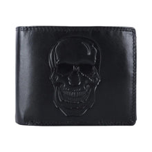 Herren Leder Geldbörse RFID mit Totenkopf & Doppelnaht 12 x 9,5 cm
