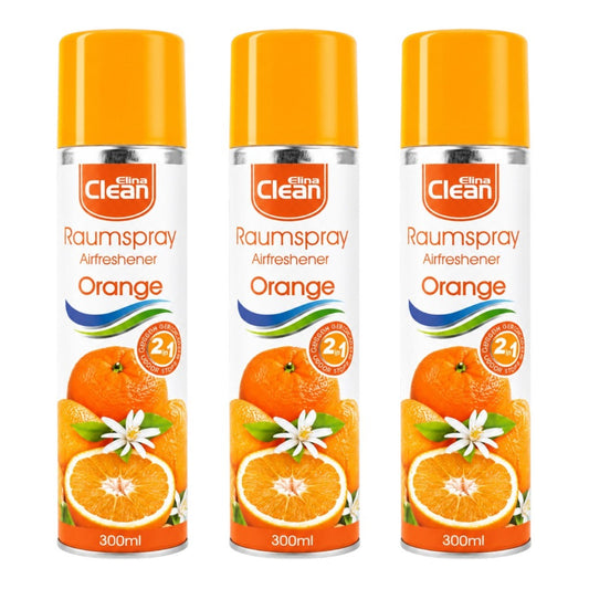 Jean Products Elina Clean Raumspray Orange Airfreshener 3x300ml – frischer Zitrusduft als Lufterfrischer