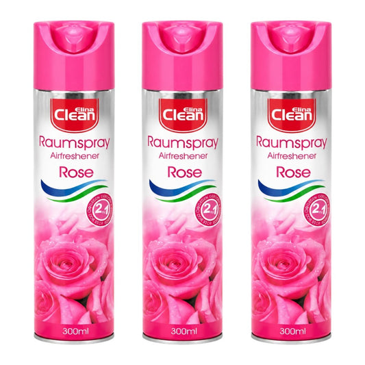 Jean Products Raumspray Rose Airfreshener 3 x 300 ml 900 ml – blumiger Rosenduft Lufterfrischer Unisex