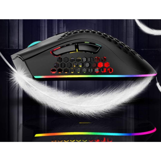 Kabellose RGB Gaming Maus 2.4 GHz schwarz – ergonomische Funkmaus für PC und Laptop mit RGB-Beleuchtung und perforiertem Desi – Bild 4