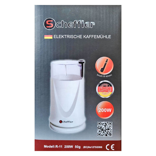Scheffler Kaffeemühle 200W Elektrische Kaffeemühle mit 304 Edelstahlmesser 50g Kapazität