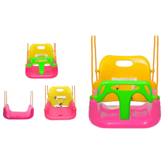3-in-1 Kinderschaukel – Babyschaukel mit Rückenlehne & Sicherheitsbügel Rosa