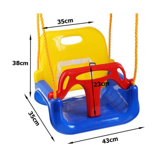 3-in-1 Kinderschaukel – Babyschaukel mit Rückenlehne & Sicherheitsbügel für Garten
