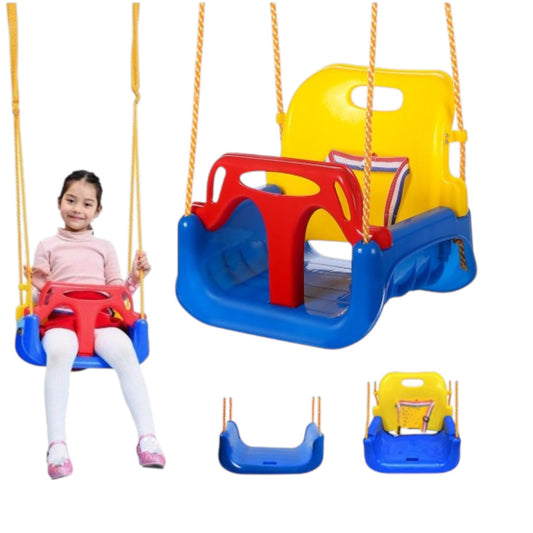 3-in-1 Kinderschaukel – Babyschaukel mit Rückenlehne & Sicherheitsbügel für Garten