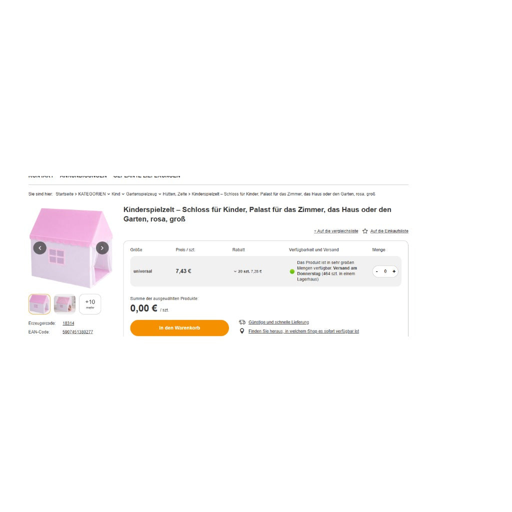 Kinderspielzelt Prinzessinnen-Schloss Rosa 130x98x125 cm – Spielhaus für Kinderzimmer und Garten, mit Vorhang und Fenstern – Bild 10