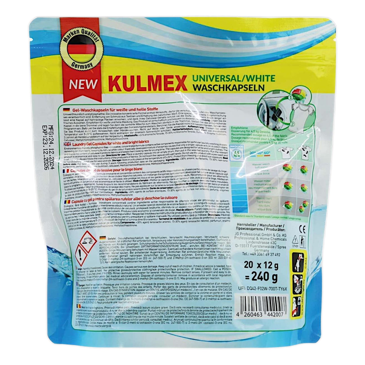 Kulmex Waschmittel Gel Tabs 20er – Für bunte & weiße Wäsche