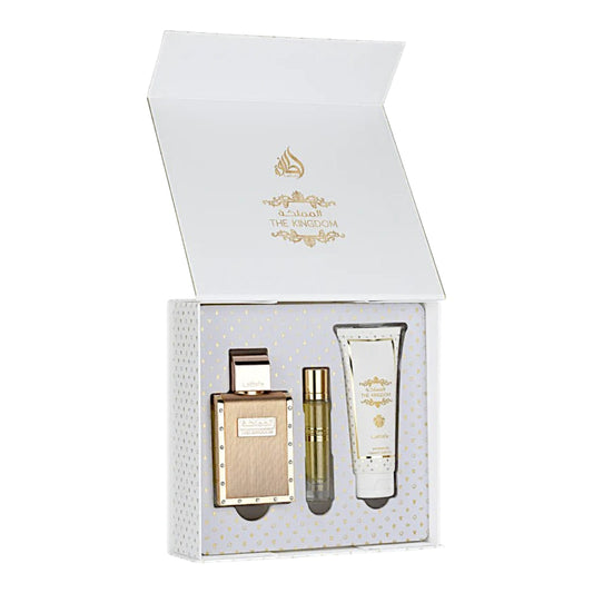Lattafa The Kingdom Men Eau de Parfum Set 3 teilig mit Travelspray
