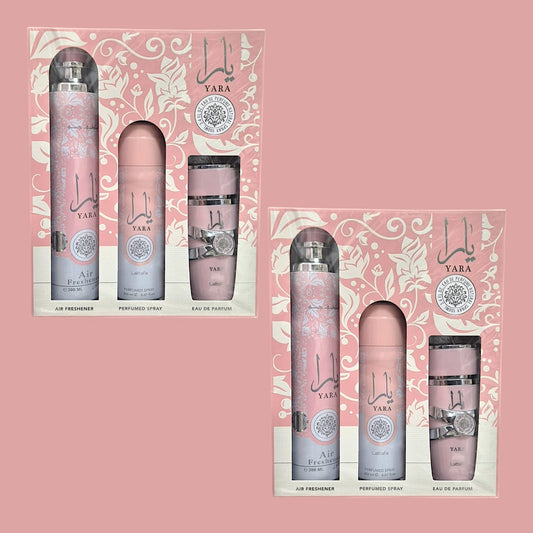 Lattafa Yara 3 teilig Geschenkset Eau de Parfum Raumduft Deodorant