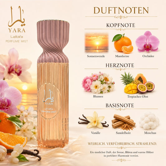 Lattafa Yara Perfume Mist Körperspray 250 ml – orientalischer Damenduft mit Orchidee, Vanille und Sandelholz – Bild 2