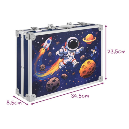 Maaleo Malset Kinder Malkoffer Astronaut 145 Teile mit Buntstiften Filzstiften Acrylfarben und Wasserfarben – Bild 3