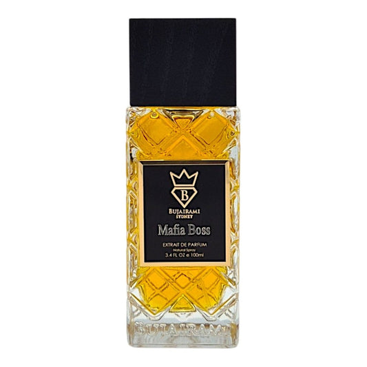Bujairami Mafia Boss Extrait de Parfum 100 ml – orientalisch-würziger Herrenduft mit Rum, Safran und Patchouli
