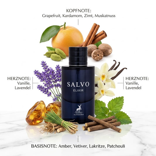 Maison Alhambra Salvo Elixir Eau de Parfum 60ml – Dunkler Unisexduft mit Vanille, Amber, Vetiver und Patchouli