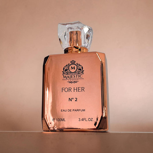 Majestic London for Her No 2 Eau de Parfum 100 ml Damenparfum mit Pfirsich, Blutorange, Rum, Cognac, Jasmin, Vanille, Tonkabohne und Sandelholz im eleganten Flakon