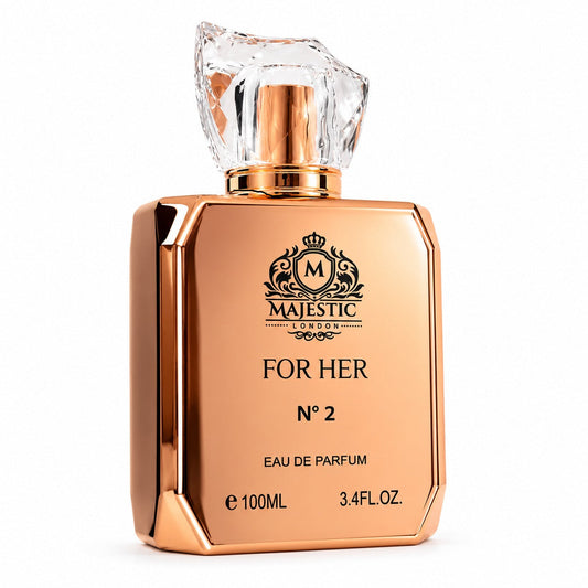 Majestic London for Her No 2 Eau de Parfum 100 ml Damenparfum mit Pfirsich, Blutorange, Rum, Cognac, Jasmin, Vanille, Tonkabohne und Sandelholz im eleganten Flakon