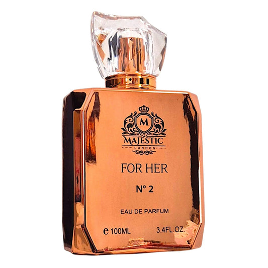 Majestic London for Her No 2 Eau de Parfum 100 ml Damenparfum mit Pfirsich, Blutorange, Rum, Cognac, Jasmin, Vanille, Tonkabohne und Sandelholz im eleganten Flakon