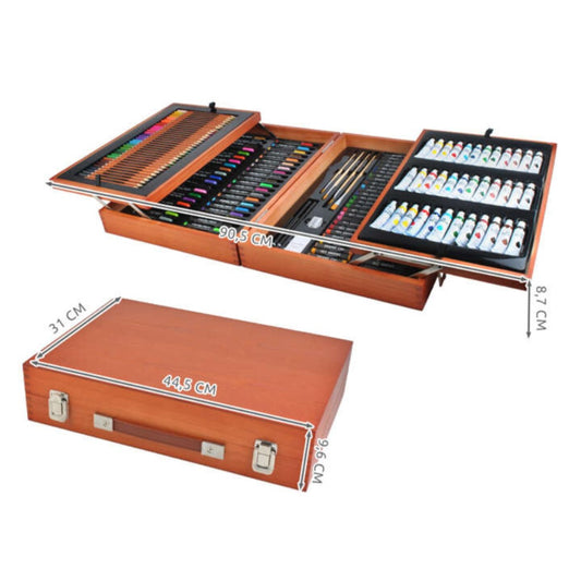 Maaleo Malset 177 Teile im Holzkoffer – XXL Kunstset mit Buntstiften, Markern, Ölpastellkreiden und Farben für Kinder und Erw – Bild 2