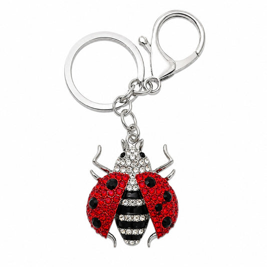 Marienkäfer Schlüsselanhänger mit Strasssteinen – funkelndes Schmuck-Accessoire als Glücksbringer für Schlüsselbund und Tasch – Bild 2