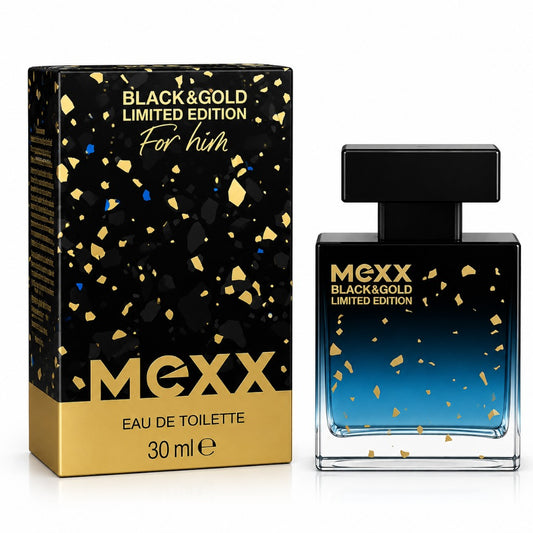 Mexx Black & Gold Man Eau de Toilette 30 ml – holzig-fruchtiger Herrenduft mit Yuzu, Bitterorange und Patchouli