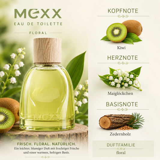 Mexx Inspired Nature Woman Eau de Parfum 50 ml – frischer floraler Damenduft mit Kiwi, Maiglöckchen und Zedernholz – Bild 3