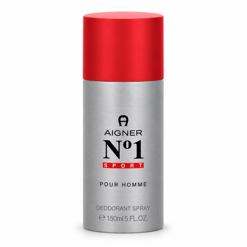 Aigner N°1 Sport Deodorant Spray 150 ml – frisch-holziger Herrenduft mit Kardamom, Minze und Moschus
