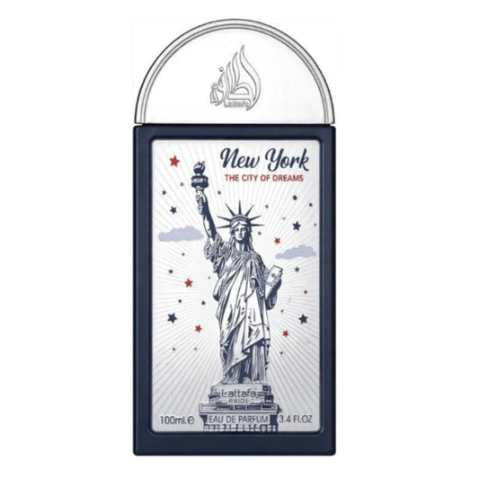Lattafa Pride New York The City of Dreams Eau de Parfum 100 ml – orientalischer Unisex-Duft mit Mimose, Cognac und Patschuli