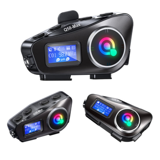 Q58 Max Motorrad Bluetooth Intercom Helm Freisprechanlage mit Mesh, microSD und LED-Taschenlampe