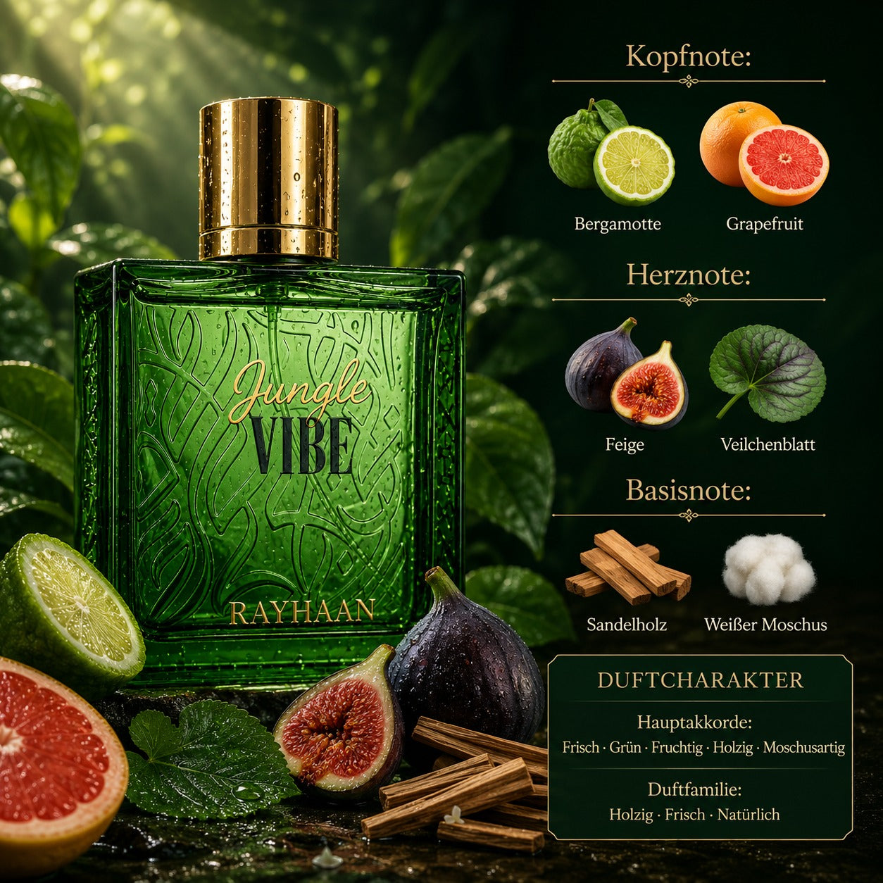 Rayhaan Jungle Vibe Eau de Parfum 100ml mit Bergamotte und Feige