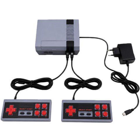 Retro TV-Spielkonsole mit 620 integrierten Spielen und 2 Controllern in Grau – Klassiker wie Mario und Contra