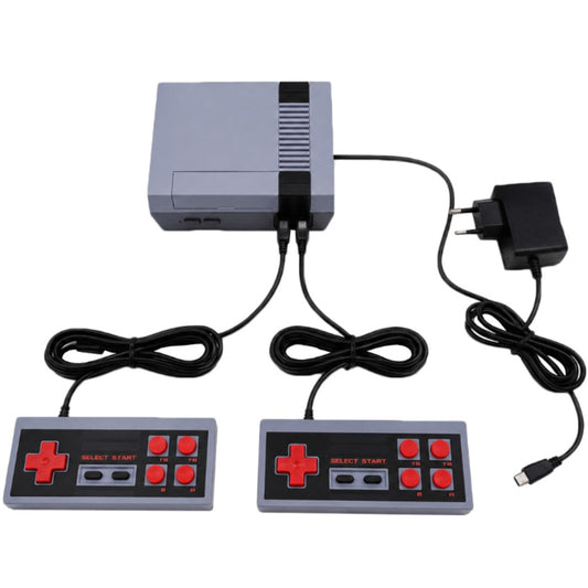 Retro TV-Spielkonsole mit 620 integrierten Spielen und 2 Controllern in Grau – Klassiker wie Mario und Contra