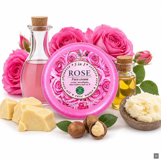 Rose 3-in-1 Gesichtscreme mit Rosenöl & Rosenwasser – Feuchtigkeitspflege für alle Hauttypen – Duftnoten