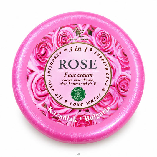 Aroma Essence Rose 3-in-1 Gesichtscreme mit Rosenöl und Rosenwasser – Feuchtigkeitspflege für alle Hauttypen