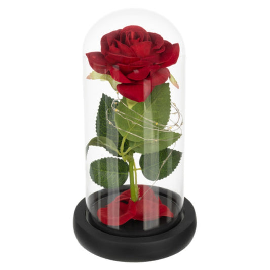 Ruhhy Ewige Rose im Glas mit warmweißer LED-Beleuchtung unter Glaskuppel in schwarzer Geschenkbox – Bild 4