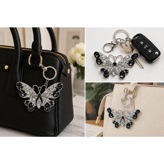 Strass Schmetterling Schlüsselanhänger – funkelnder Glitzer Taschenanhänger für Damen mit Strasssteinen