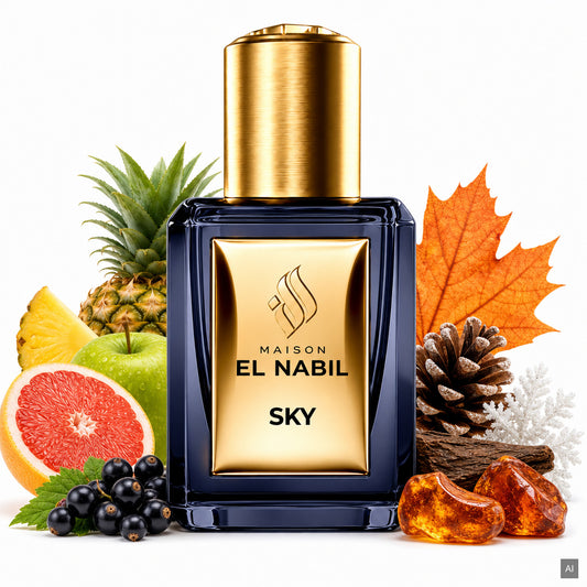 El Nabil SKY Parfum Öl Roll-On 5 ml – alkoholfreier Damenduft mit exotischen Früchten, weißen Blüten und Amber – Duftnoten
