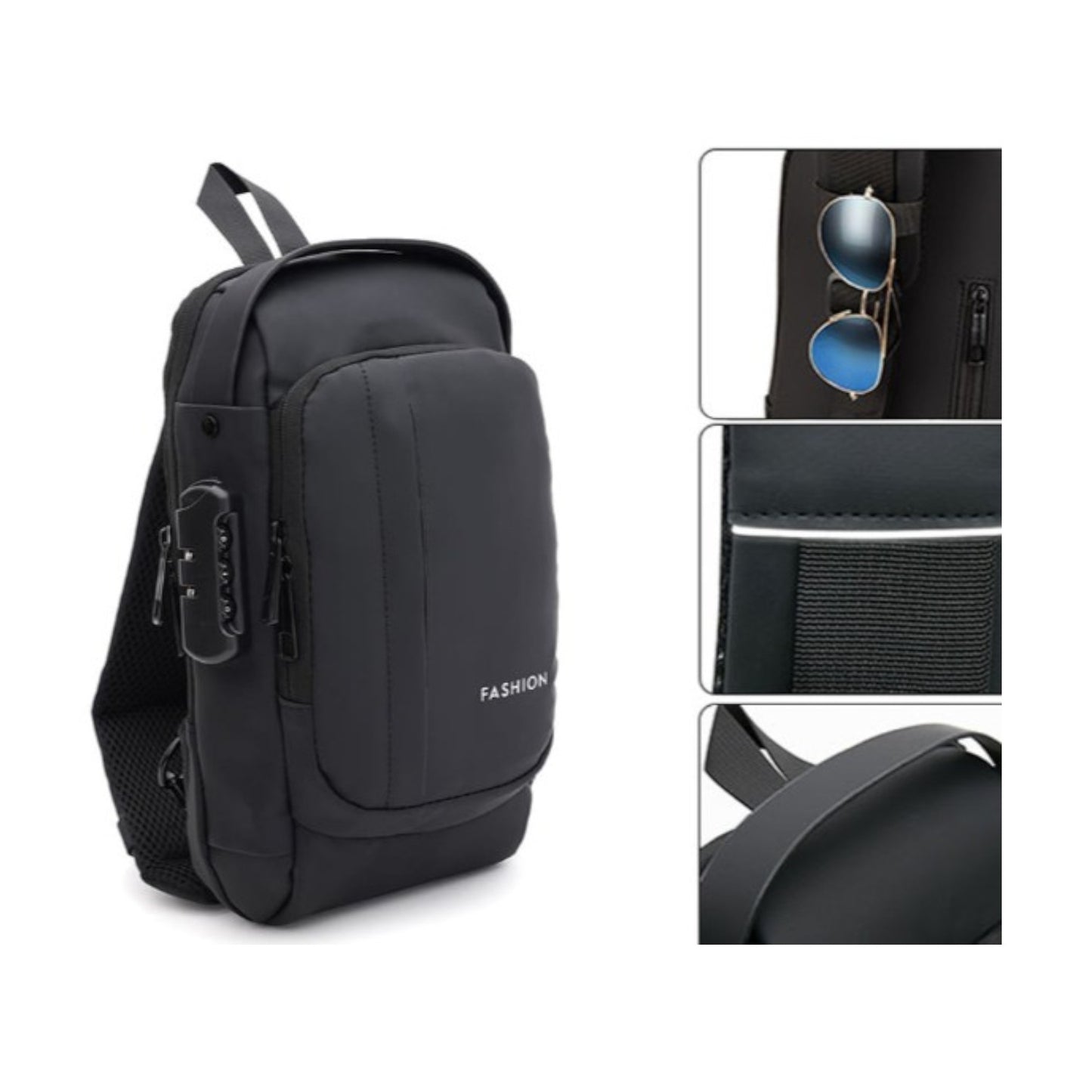 Stadtrucksack Sling Bag mit USB & Zahlenschloss - Diebstahlsicher