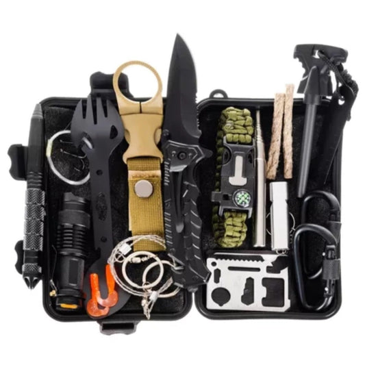 Trizand Survival Kit Bushcraft 32-teilig wasserdichtes Camping Outdoor Komplettset mit Feuerstarter Messer und Wärmedecke