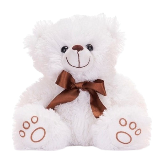 Plüschbär Thomas Weiß 30 cm – Kuscheltier mit Schleife Teddy Bär