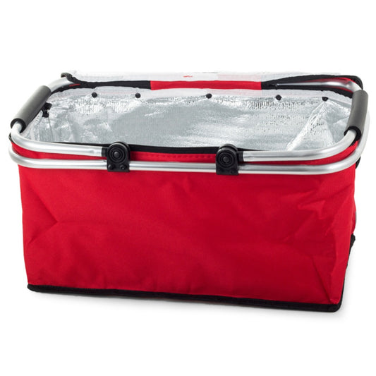 Thermo Picknickkorb faltbar 48x28x22 cm blau – isolierter Kühlkorb mit Alurahmen und Reißverschluss – Bild 4