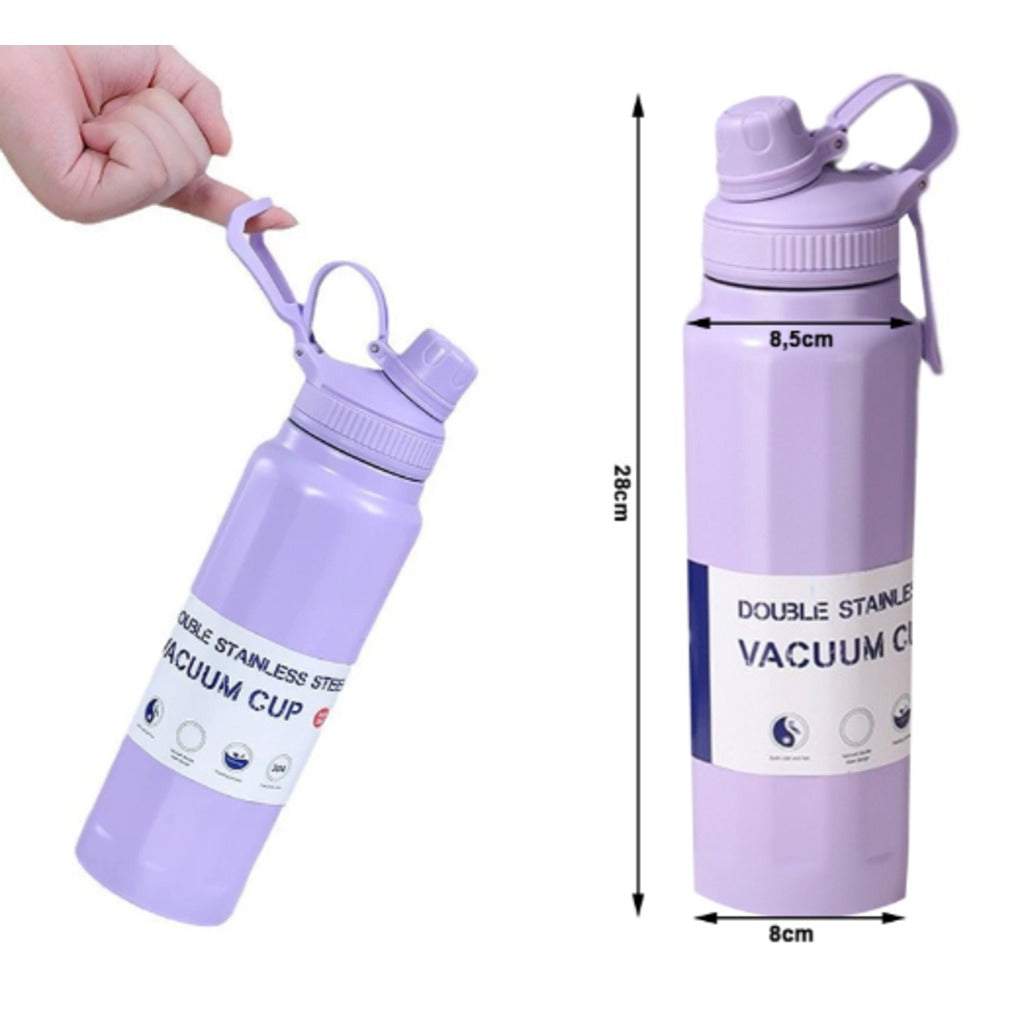 Thermobecher 700 ml mit Griff in Violett – doppelwandiger Isolierbecher aus Edelstahl SUS 304 für heiße und kalte Getränke – Bild 12