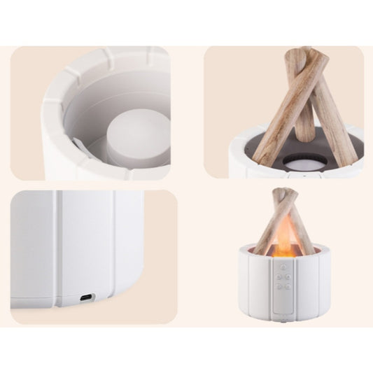 USB Luftbefeuchter mit Flammeneffekt Ultraschall Aroma Diffuser LED-Kamin 250 ml Fernbedienung RGB schwarz weiss – Bild 2