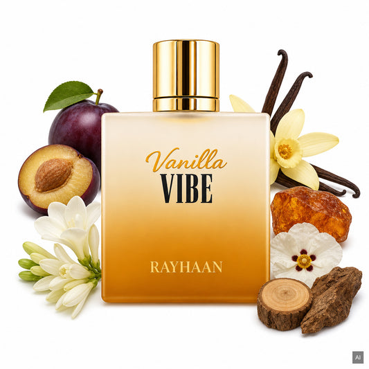 Rayhaan Vanilla Vibe Eau de Parfum 100 ml – süß-orientalischer Unisex-Duft mit Vanille, Amber und Oud – Duftnoten