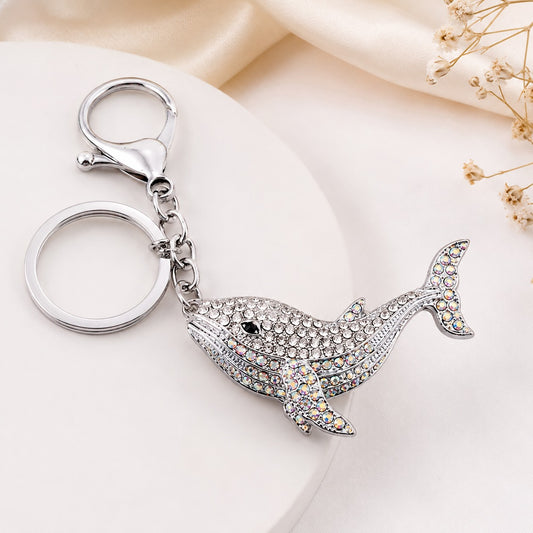 Wal Schlüsselanhänger mit Strass Silberoptik – funkelnder Glitzer Taschenanhänger mit Karabinerhaken – Bild 3