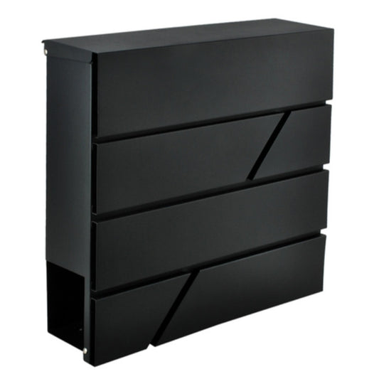Wandbriefkasten Schwarz mit Zeitungsfach A4-Format verzinktes Eisen Wandmontage 10x37x36,7cm – Bild 2