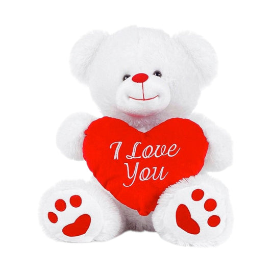 Weißer Plüschbär mit Herz „I Love You“ – Kuschelbär – 20 cm