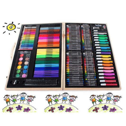Artist Malset Zeichen & Malkoffer 180-teilig im tragbaren Holzkoffer - Kunstset