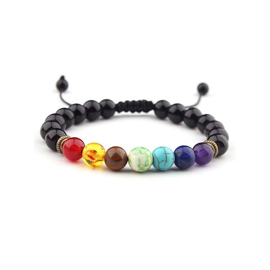 7 Chakra Armband, Steine Armband, Armband mit 7 Kugeln aus Stein,