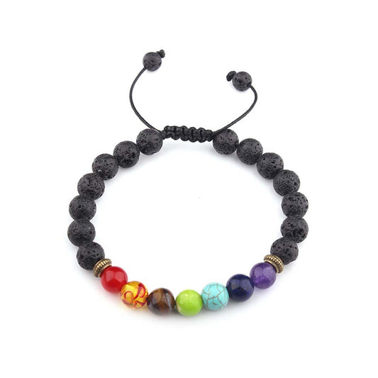 7 Chakra Armband, Steine Armband, Armband mit 7 Kugeln aus Stein,