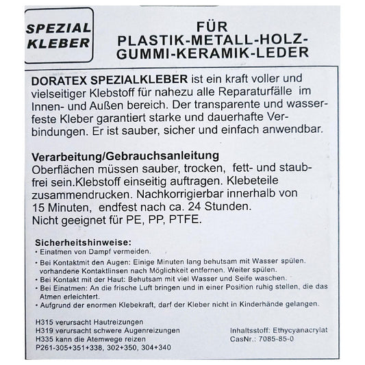 Doratex 3x Spezial-Sekundenkleber 1x Cutter-Teppichmesser